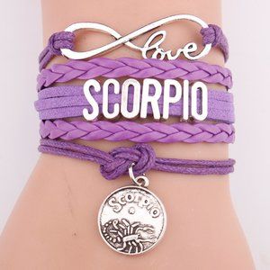 New! Scorpio Bracelet Purple Leather Silver